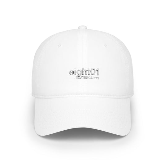 eight01 Skateboards Low Profile Baseball Cap — Distressed Logo Dad Hat for Skateboarders