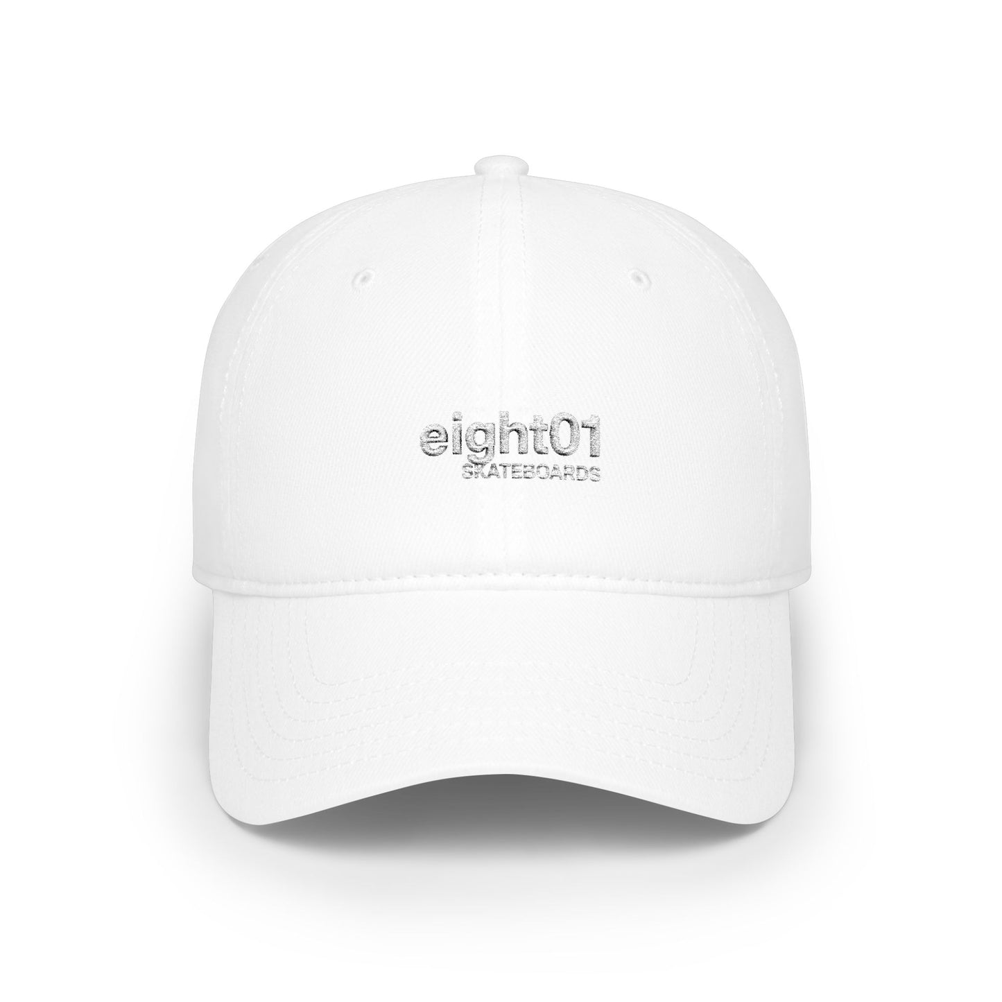 eight01 Skateboards Low Profile Baseball Cap — Distressed Logo Dad Hat for Skateboarders