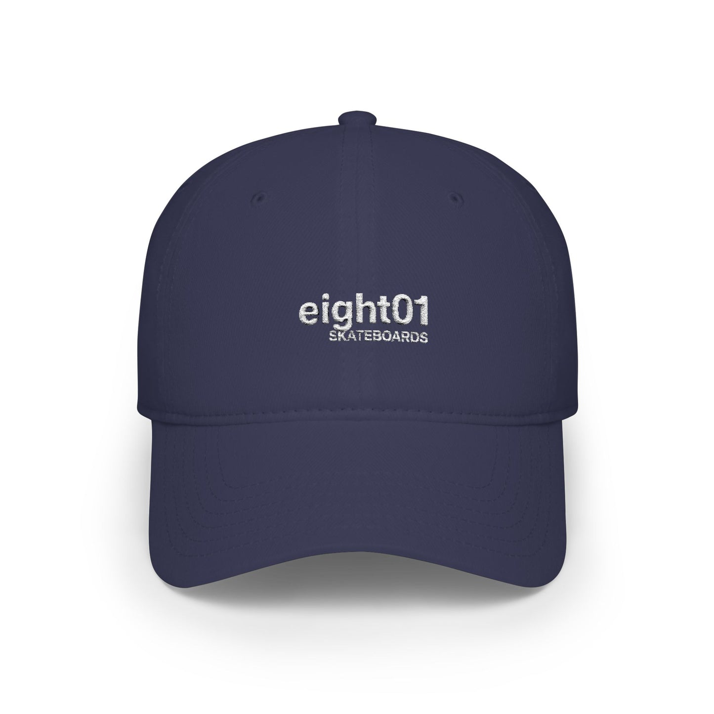 eight01 Skateboards Low Profile Baseball Cap — Distressed Logo Dad Hat for Skateboarders